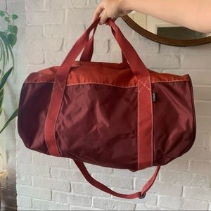 LL Bean Red Burgundy Small Carry On Travel Duffel Bag